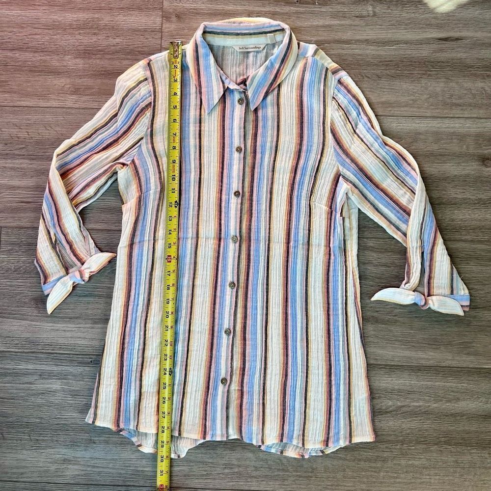 Soft‎ Surroundings Women's Multicolor Striped Long Sleeve Button Up Shirt Medium
